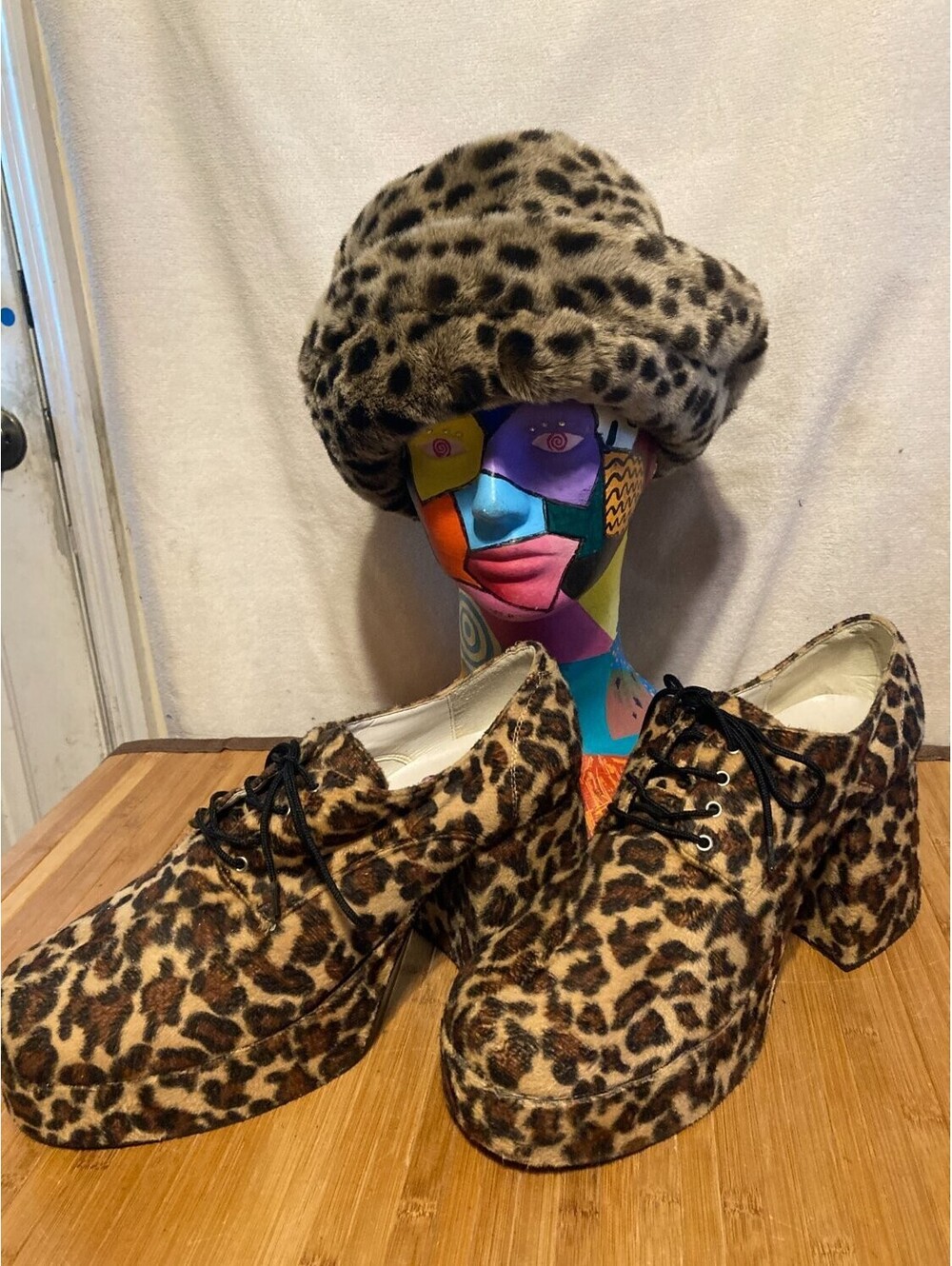 Funtasma Mens Size 10 Platform Shoes Costume Pimp Animal Pattern Fur Halloween